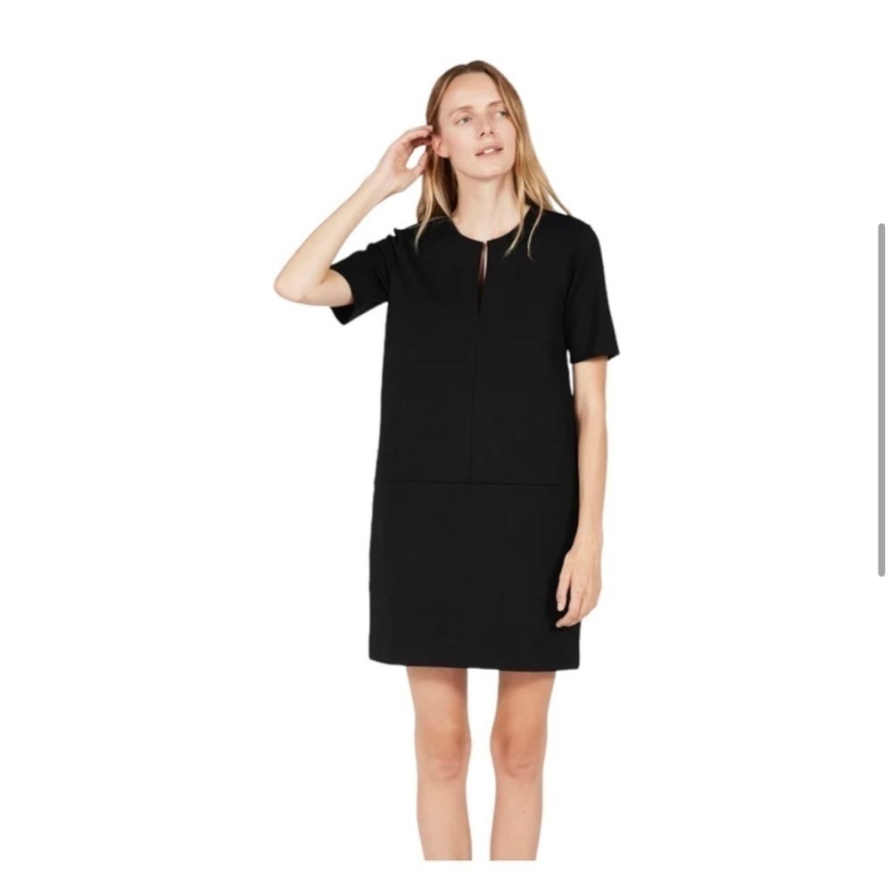 Everlane Ponte Black Shift Knit Short Sleeve Dress Small
